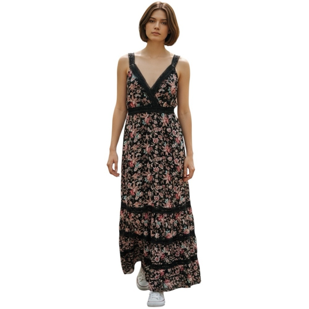 Express Blue and Pink Floral Maxi Dress NWOT S